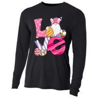 Bunny Love Gnome Rabbit Eggs Hunting Happy Easter Day Funny Cooling Performance Long Sleeve Crew