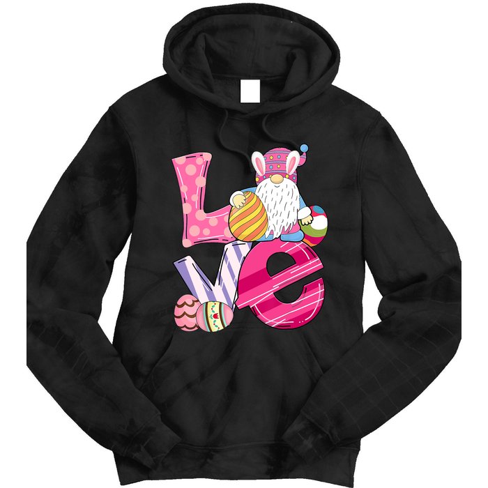 Bunny Love Gnome Rabbit Eggs Hunting Happy Easter Day Funny Tie Dye Hoodie