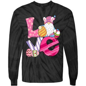 Bunny Love Gnome Rabbit Eggs Hunting Happy Easter Day Funny Tie-Dye Long Sleeve Shirt