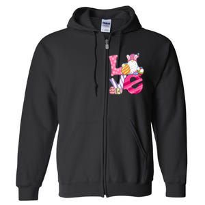 Bunny Love Gnome Rabbit Eggs Hunting Happy Easter Day Funny Full Zip Hoodie