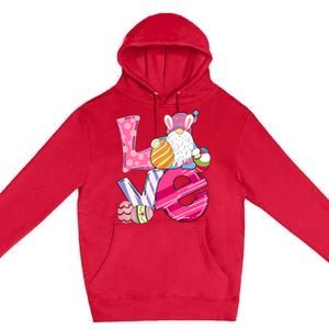 Bunny Love Gnome Rabbit Eggs Hunting Happy Easter Day Funny Premium Pullover Hoodie