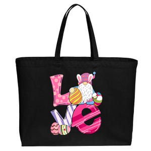 Bunny Love Gnome Rabbit Eggs Hunting Happy Easter Day Funny Cotton Canvas Jumbo Tote