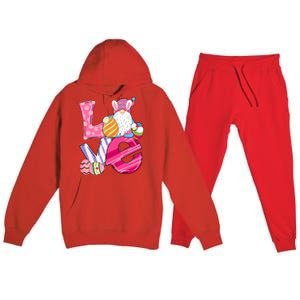 Bunny Love Gnome Rabbit Eggs Hunting Happy Easter Day Funny Premium Hooded Sweatsuit Set