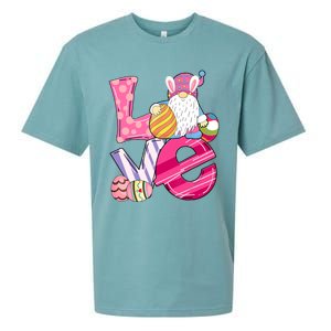 Bunny Love Gnome Rabbit Eggs Hunting Happy Easter Day Funny Sueded Cloud Jersey T-Shirt