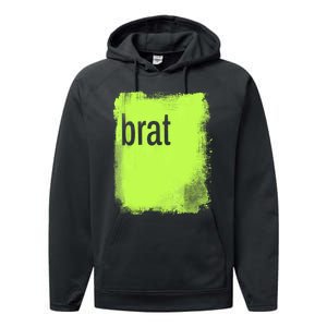 Brat Lime Green Trendy Grunge Design Apparel By Gu Performance Fleece Hoodie