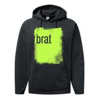 Brat Lime Green Trendy Grunge Design Apparel By Gu Performance Fleece Hoodie