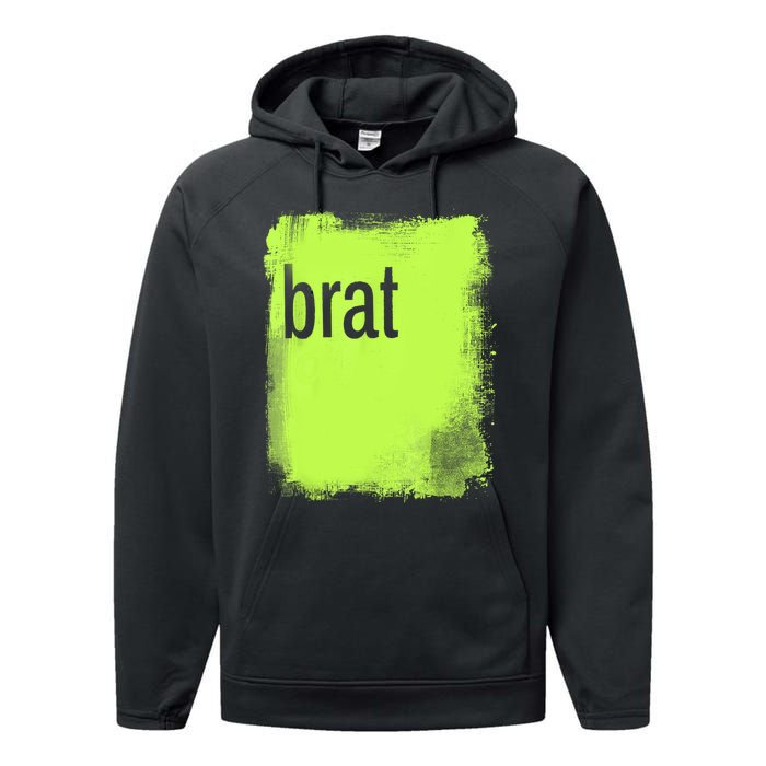 Brat Lime Green Trendy Grunge Design Apparel By Gu Performance Fleece Hoodie