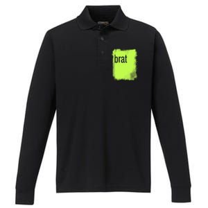 Brat Lime Green Trendy Grunge Design Apparel By Gu Performance Long Sleeve Polo