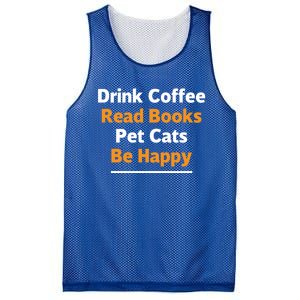 Book Lover Gift Coffee Read Books Pet Cats Be Happy Gift Mesh Reversible Basketball Jersey Tank