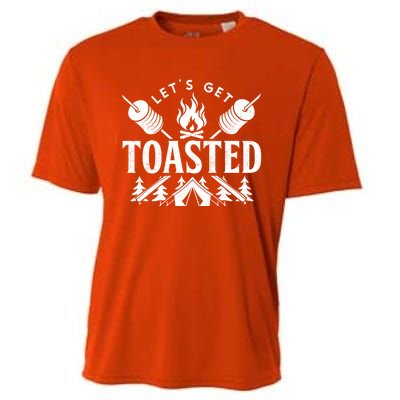 Bonfire Lets Get Toasted Friend Vacation Float Trip Graphic Great Gift Cooling Performance Crew T-Shirt