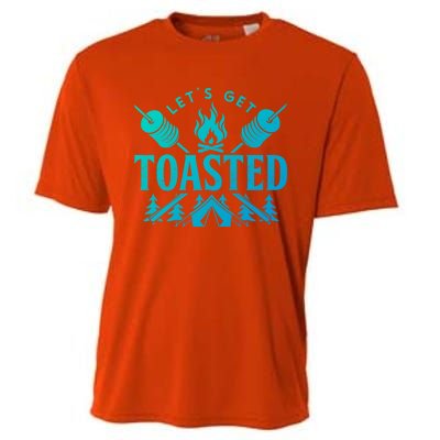 Bonfire Lets Get Toasted Friend Vacation Float Trip Graphic Gift Cooling Performance Crew T-Shirt