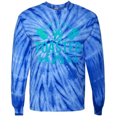 Bonfire Lets Get Toasted Friend Vacation Float Trip Graphic Gift Tie-Dye Long Sleeve Shirt