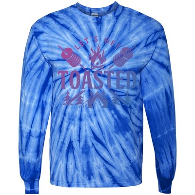 Bonfire Lets Get Toasted Friend Vacation Float Trip Graphic Gift Tie-Dye Long Sleeve Shirt