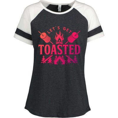 Bonfire Lets Get Toasted Friend Vacation Float Trip Graphic Gift Enza Ladies Jersey Colorblock Tee