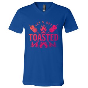 Bonfire Lets Get Toasted Friend Vacation Float Trip Graphic Gift V-Neck T-Shirt