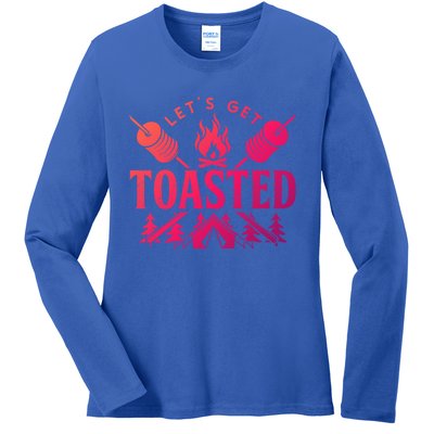 Bonfire Lets Get Toasted Friend Vacation Float Trip Graphic Gift Ladies Long Sleeve Shirt