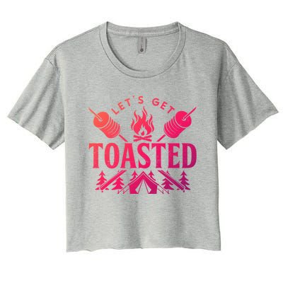 Bonfire Lets Get Toasted Friend Vacation Float Trip Graphic Gift Women's Crop Top Tee