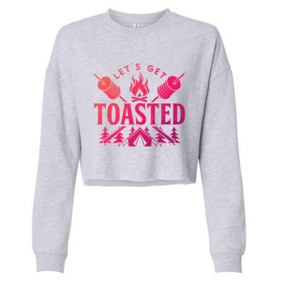 Bonfire Lets Get Toasted Friend Vacation Float Trip Graphic Gift Cropped Pullover Crew