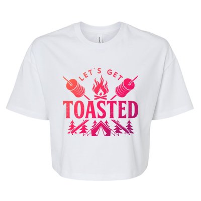 Bonfire Lets Get Toasted Friend Vacation Float Trip Graphic Gift Bella+Canvas Jersey Crop Tee