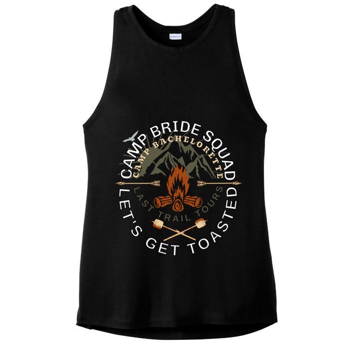Bride Lets Get Toasted Camping Funny Bachelorette Gift Ladies PosiCharge Tri-Blend Wicking Tank