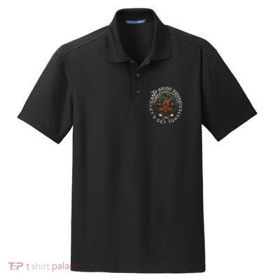 Bride Lets Get Toasted Camping Funny Bachelorette Gift Dry Zone Grid Polo