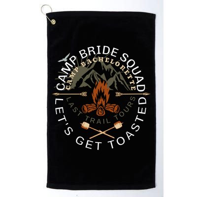 Bride Lets Get Toasted Camping Funny Bachelorette Gift Golf Towel