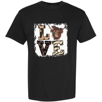 Bleached Love Highland Cow Scottish Leopard Bandana Heifer Garment-Dyed Heavyweight T-Shirt