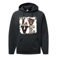 Bleached Love Highland Cow Scottish Leopard Bandana Heifer Performance Fleece Hoodie