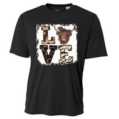 Bleached Love Highland Cow Scottish Leopard Bandana Heifer Cooling Performance Crew T-Shirt