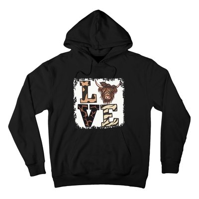 Bleached Love Highland Cow Scottish Leopard Bandana Heifer Hoodie