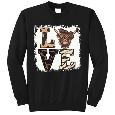 Bleached Love Highland Cow Scottish Leopard Bandana Heifer Sweatshirt