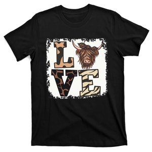 Bleached Love Highland Cow Scottish Leopard Bandana Heifer T-Shirt