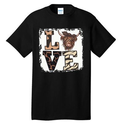 Bleached Love Highland Cow Scottish Leopard Bandana Heifer Tall T-Shirt