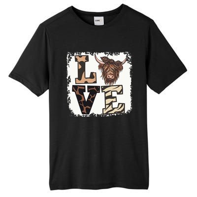 Bleached Love Highland Cow Scottish Leopard Bandana Heifer Tall Fusion ChromaSoft Performance T-Shirt