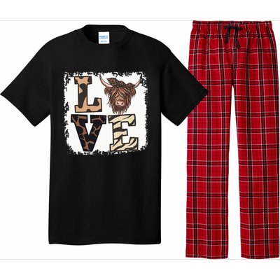 Bleached Love Highland Cow Scottish Leopard Bandana Heifer Pajama Set