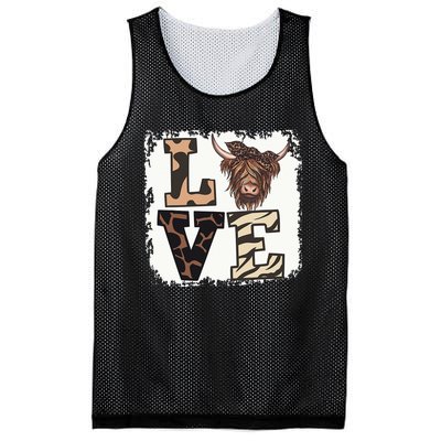 Bleached Love Highland Cow Scottish Leopard Bandana Heifer Mesh Reversible Basketball Jersey Tank