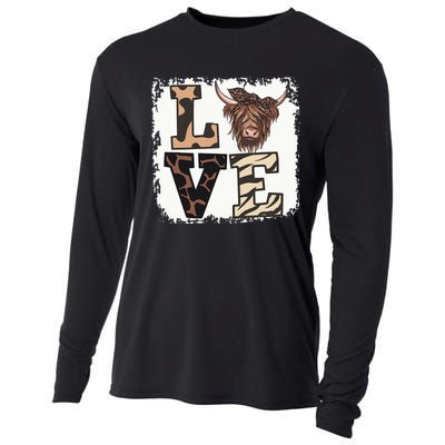 Bleached Love Highland Cow Scottish Leopard Bandana Heifer Cooling Performance Long Sleeve Crew