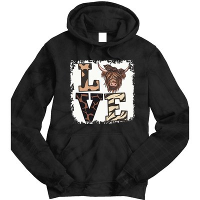 Bleached Love Highland Cow Scottish Leopard Bandana Heifer Tie Dye Hoodie