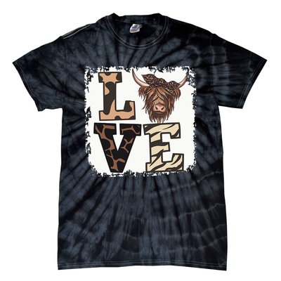 Bleached Love Highland Cow Scottish Leopard Bandana Heifer Tie-Dye T-Shirt