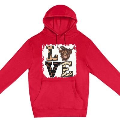 Bleached Love Highland Cow Scottish Leopard Bandana Heifer Premium Pullover Hoodie