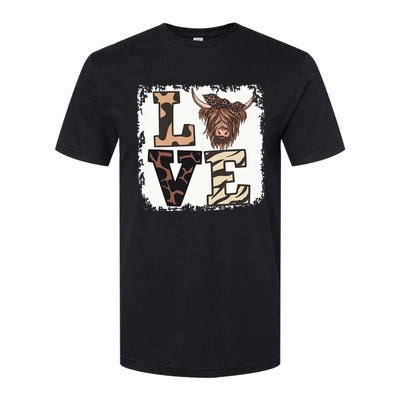 Bleached Love Highland Cow Scottish Leopard Bandana Heifer Softstyle CVC T-Shirt