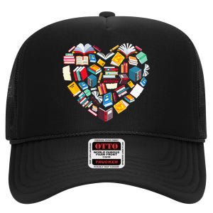 Book Lover Heart Shape reading club Librarian Library gifts High Crown Mesh Back Trucker Hat