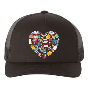 Book Lover Heart Shape reading club Librarian Library gifts Yupoong Adult 5-Panel Trucker Hat