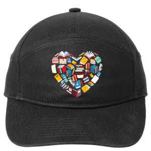 Book Lover Heart Shape reading club Librarian Library gifts 7-Panel Snapback Hat