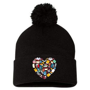 Book Lover Heart Shape reading club Librarian Library gifts Pom Pom 12in Knit Beanie