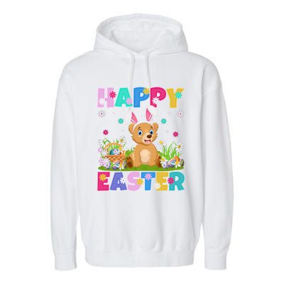 Bear Lover Happy Easter Bunny Bear Easter Sunday Gift Garment-Dyed Fleece Hoodie