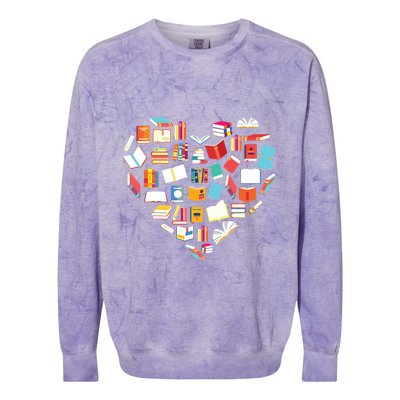 Book Lover Heart Shape Reading Club Librarian Bookworm Gift Premium Colorblast Crewneck Sweatshirt