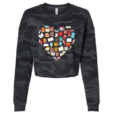 Book Lover Heart Shape Reading Club Librarian Bookworm Gift Premium Cropped Pullover Crew