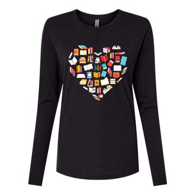 Book Lover Heart Shape Reading Club Librarian Bookworm Gift Premium Womens Cotton Relaxed Long Sleeve T-Shirt