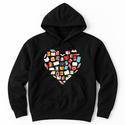 Book Lover Heart Shape Reading Club Librarian Bookworm Gift Premium Hoodie